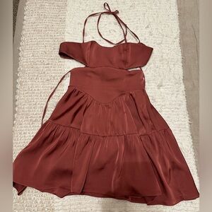 Oh Polly Satin burgundy dress red wine